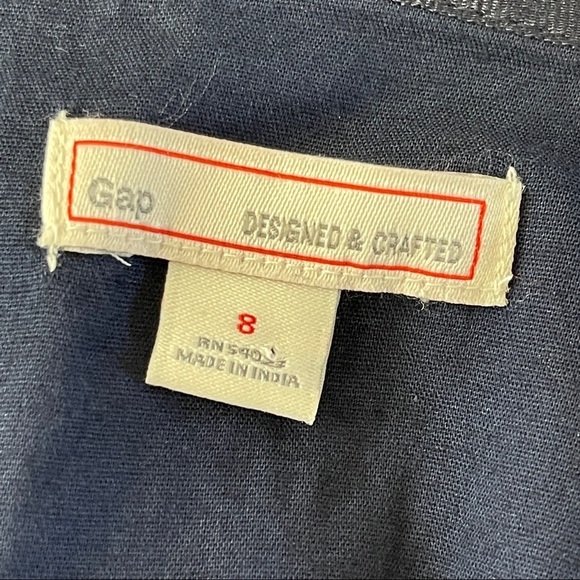 Gap Navy Blue Striped Embroidered Eyelet Mini Skirt Gold Zip Back Detail 8 - Picture 7 of 9